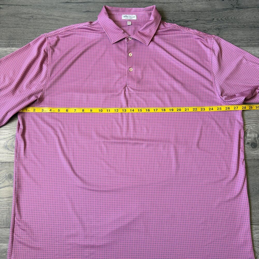 Peter Millar Summer Comfort Polo Pink Diamond Geometric Golf Shirt - Size XXL - Picture 5 of 8